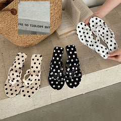 Polka Dot Wedge Flip Flops