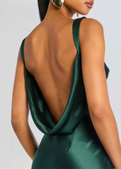 Satin Cowl Neck Open Back Maxi Dress