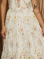 Floral dress with a neutral background
