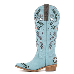 Embroidery Pointed Toe Western Boots