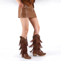 Fringe Pointed Toe Western Boots