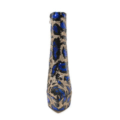 Decorative vase with blue and gold pattern on a white background