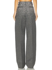 Grey Crystal Embellished Blazer and Pants Set