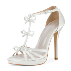 Satin Bow Platform Stiletto Heels