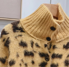 Leopard Print Turtleneck Coat