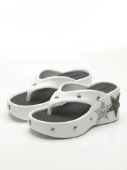 Platform Star Embellished Wedge Heels
