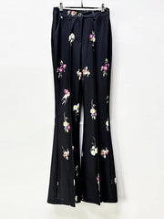 Floral Print Blazer Flare Pants Suit