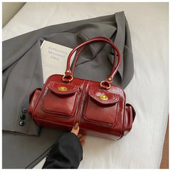 vintage style structured shoulder bag for women,