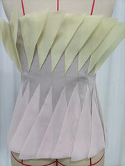 Ombre Two-Tone Pleated Peplum Strapless Top