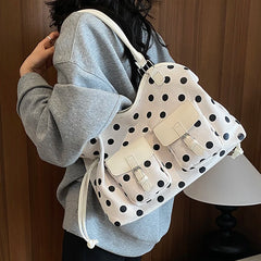 Polka Dot Faux Leather Tote Bag