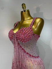 Rhinestone Tassel Mesh Strap Maxi Dress