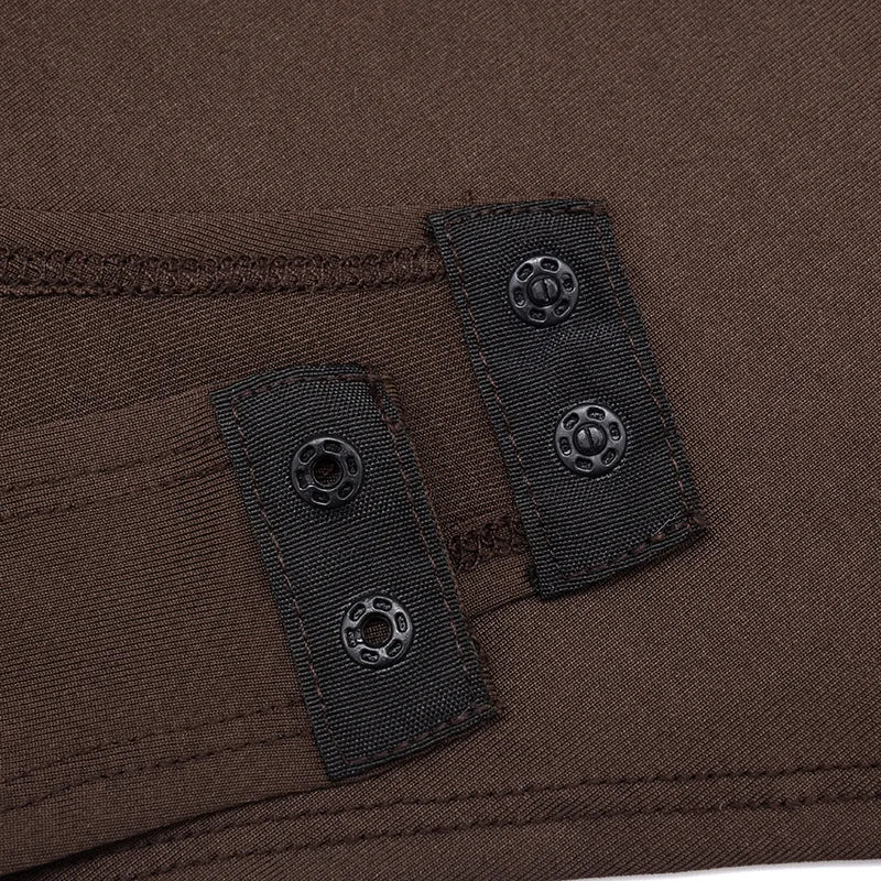 Close-up of brown fabric with button details