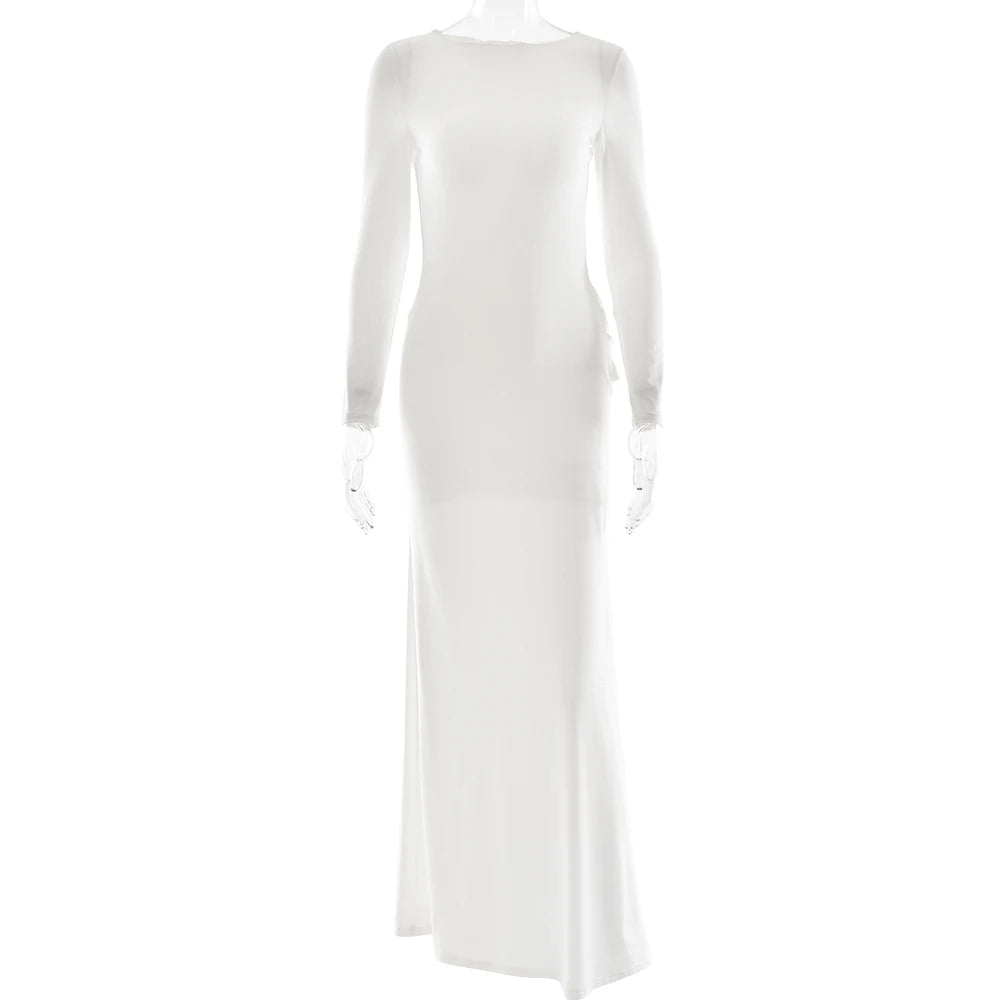 White long-sleeve dress on a white background