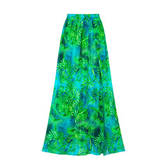 Flowing Tropical Print Maxi Skirt with Elasticated Waistband