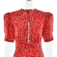 Half-Sleeve Polka Dot Midi Dress