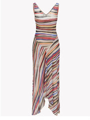 Striped V-Neck Irregular Hem Maxi Dress