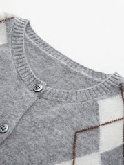 Gray sweater with a checkered pattern on a white background