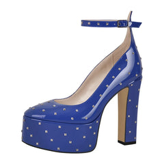 Studded Platform Chunky Heel Pumps