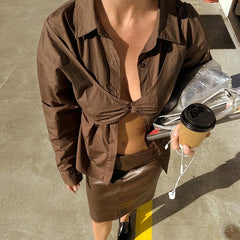 Twisted Front Button Shirt