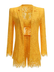 Yellow lace outfit on a white background