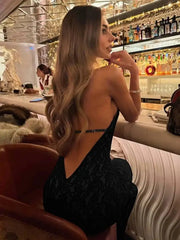Lace Halter Backless Jumpsuit