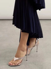 Metallic Stiletto Heeled Sandals
