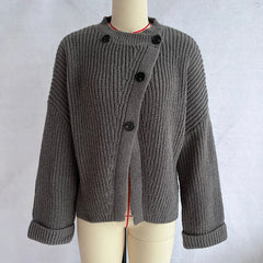 Button Cross Placket Knit Coat