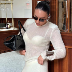 Sheer Knit Shoulder Detail Top