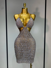 V-Neck Sleeveless Crystal Embellished Bodycon Mini Dress Front View