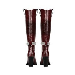 Embellished Pointed Toe Knee-High Western Boots
