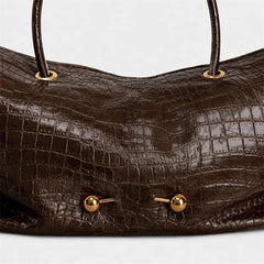 Crocodile Embossed Shoulder Bag