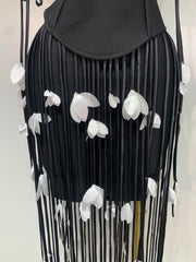 Strapless Tassel Trim Bodycon Mini Dress