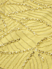 Yellow Halter Bow Beaded Sheath Maxi Dress