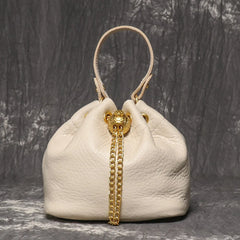 Leather Drawstring Bucket Bag
