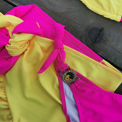 Contrast Color Bikini with Jewel Accents