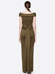Draped Fold Detail Cap Sleeve Maxi Dress