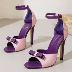 Stiletto heeled sandals with bow detail