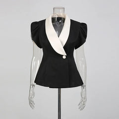 Black Peplum Blazer and Midi Skirt Set