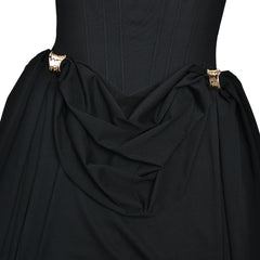 Strapless Draped Metal Ring Waist Dress