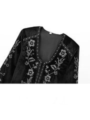 Velvet Embroidered Cropped Jacket