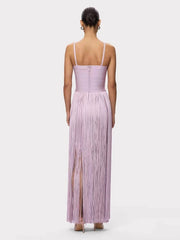 Spaghetti Strap Fringe Maxi Dress
