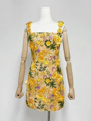 Floral dress on a mannequin against a plain background