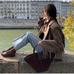Fringe Sleeve Wool-Blend Tassel Blazer Coat