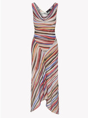 Striped V-Neck Irregular Hem Maxi Dress
