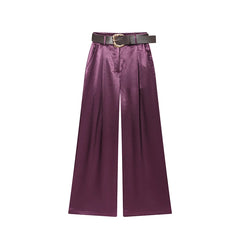 Purple pants with a belt on a white background