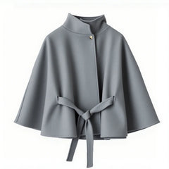 Gray cape with a belt on a white background