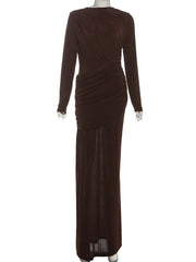 Brown evening gown on a white background