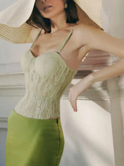 Green Lace Corset Bodysuit