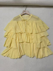 Tiered Ruffle Long Sleeve Loose-Fit Blouse