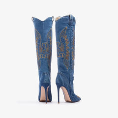 Embroidered Pointed Stiletto Cowboy Boots